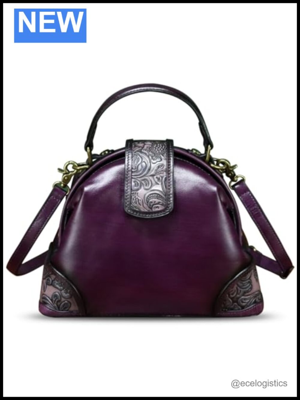 Genuine Leather Women's Satchel Crossbody Shoulder Bag with Adjustable Strap